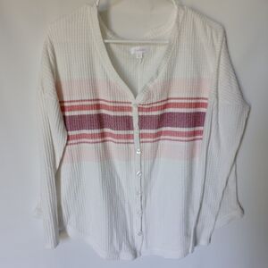 Colsie Womens Cardigan Size M Color Stripe White Pink Purple